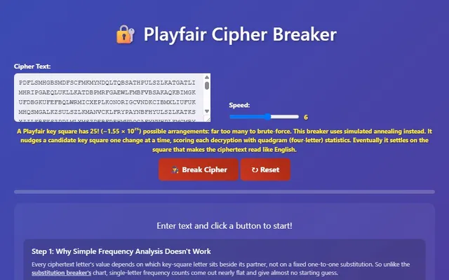 A visual representation of breaking the Playfair Cipher
